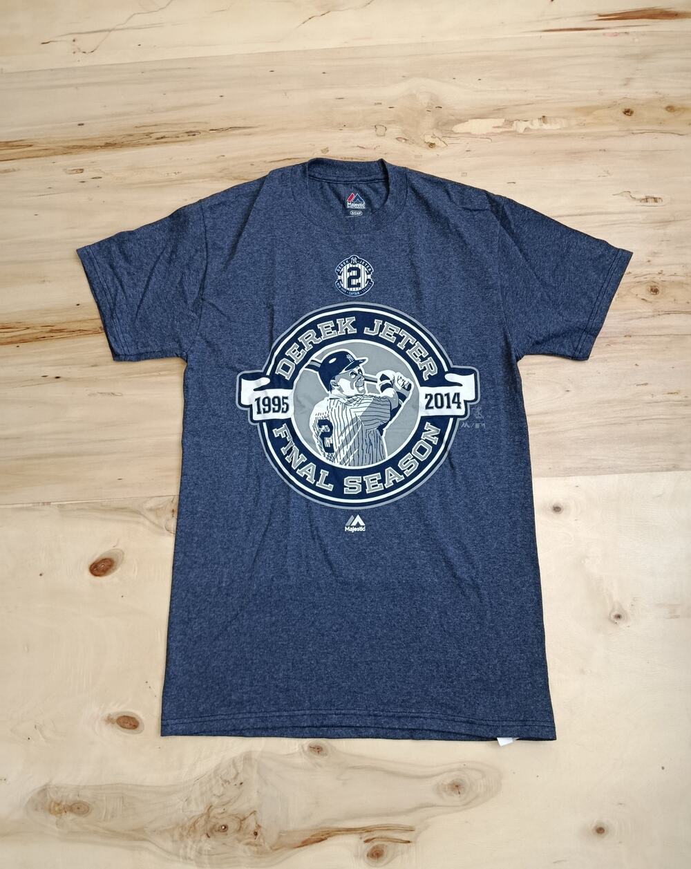 MAJESTIC DEREK JETER FINAL SEASON T-SHIRT 2014 NEW YORK YANKEES Blue S/Petite